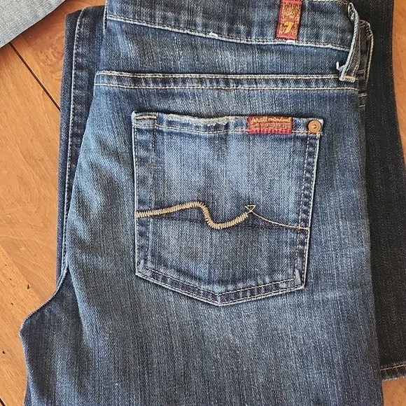 7FAM 7 FOR ALL MANKIND Bootcut Medium Blue Wash Boot cut Jeans 29 Denim Vintage - Picture 14 of 14